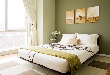 Dormitorio verde musgo