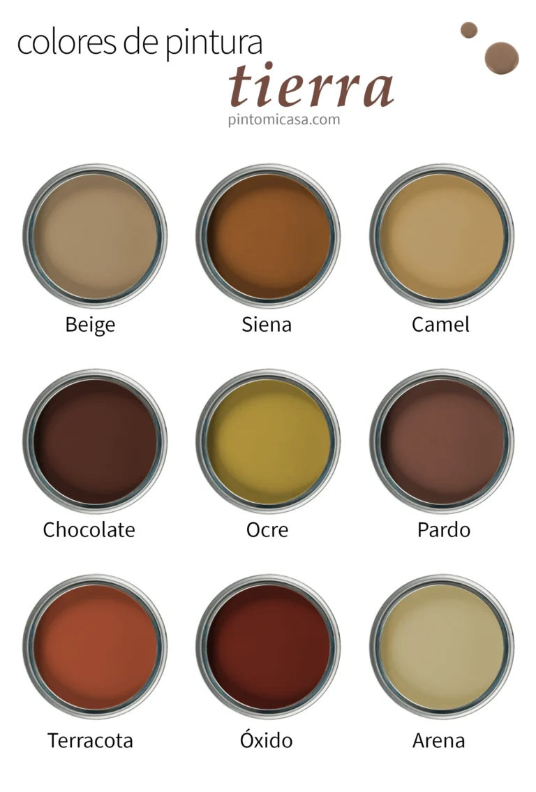 Paleta de colores de pintura: beige, siena, camel, chocolate, ocre, pardo, terracota, óxido y arena