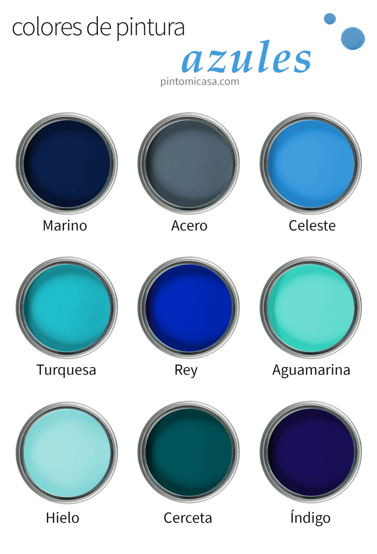 paleta de colores de pintura azules