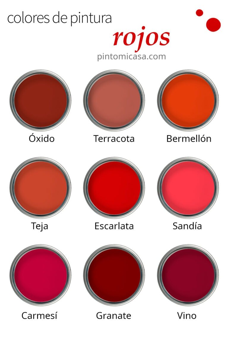 Paleta de colores rojos comunes