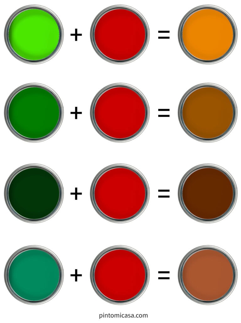 Mezcla de distintos tonos verdes y rojo